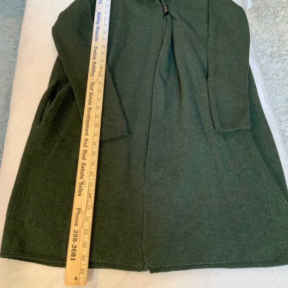 Adrienne Vittadini Green M Yak/Wool Duster Cardigan Sweater Jacket Alpine - Picture 5 of 8